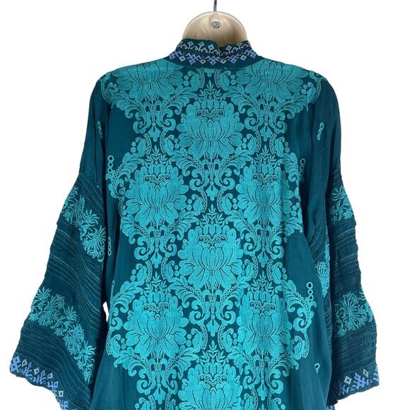 Johnny Was Bellamo Verona Kimono Jacket Embroidery Lakeside Blue Size S - Picture 8 of 12